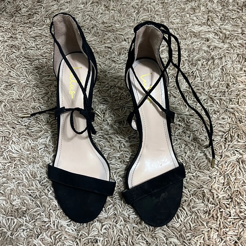 Lulus Black lace up Heels